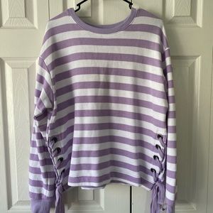 Striped crew neck hoodie